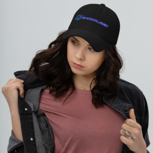 Black Standard Issue Field Cap front view: embroidered ShockPlanet logo and low profile crown. | ShockPlanet Gear