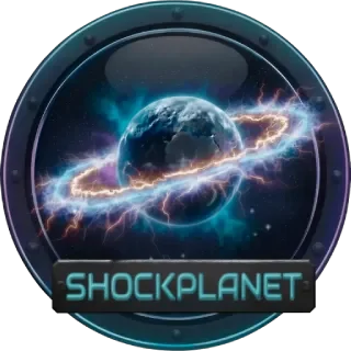 ShockPlanet official logo featuring a glowing earth in a tactical porthole for gear reviews and mystery facts.